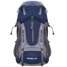 Rucsac tactic militar pentru drumetie, cu husa de ploaie, 60 litri, 25 kg, 70x40x24 cm, gri albastru Household NewTrend