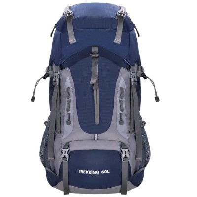 Rucsac tactic militar pentru drumetie, cu husa de ploaie, 60 litri, 25 kg, 70x40x24 cm, gri albastru foto