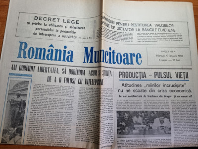 ziarul romania muncitoare 17 ianuarie 1990-mihai eminescu,revolutia foto