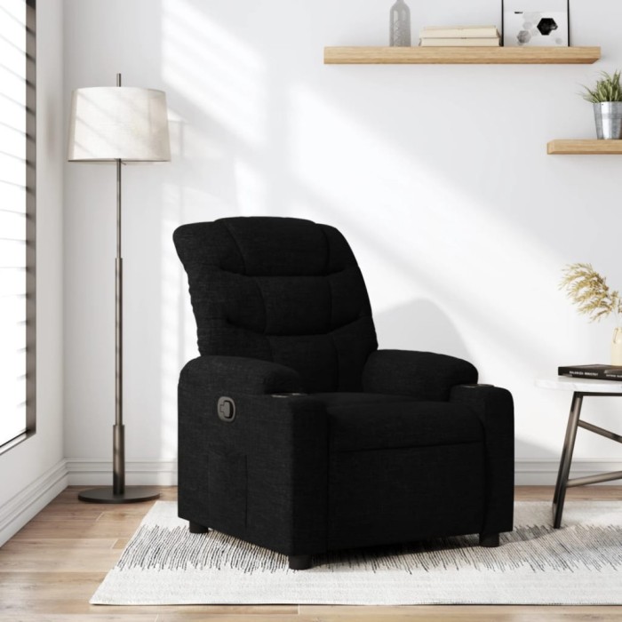 vidaXL Fotoliu rabatabil, negru, material textil 374149
