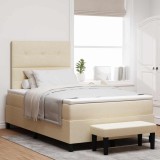 vidaXL Pat cu arcuri cu saltea cu headboard Crem 120 x 190 cm țesătură 3344056
