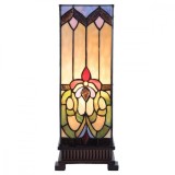Cumpara ieftin Veioza cu baza din polirasina maro si abajur din sticla Tiffany 17x17x44 cm