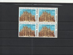 ROMANIA 1976 LP 922 EXPOZITIA FILATELICA MILANO BLOC DE 4 TIMBRE MNH NESTAMPILAT