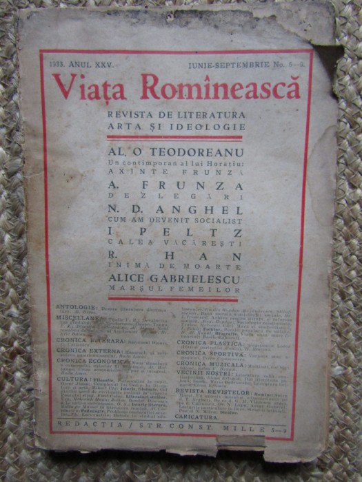 VIATA ROMANEASCA 1933 ANUL XXV IUNIE-SEPTEMBRIE NR 6-9