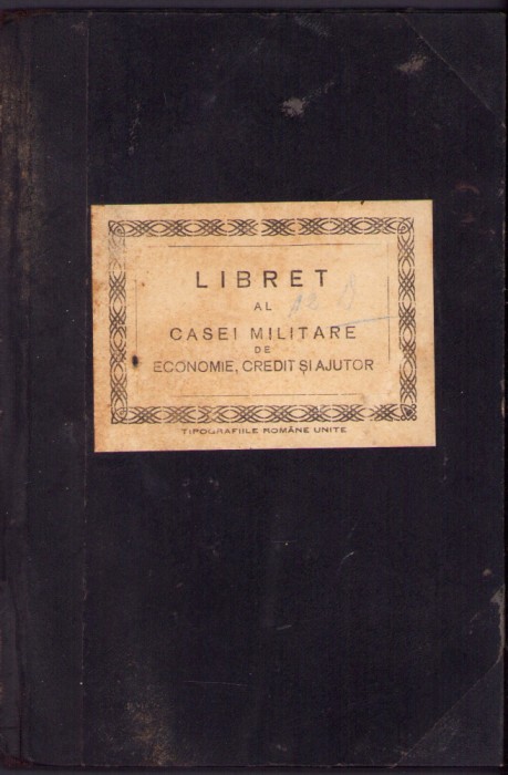 HST A1300 Libret Cassa Militară de Economie Credit și Ajutor 1933 Sibiu