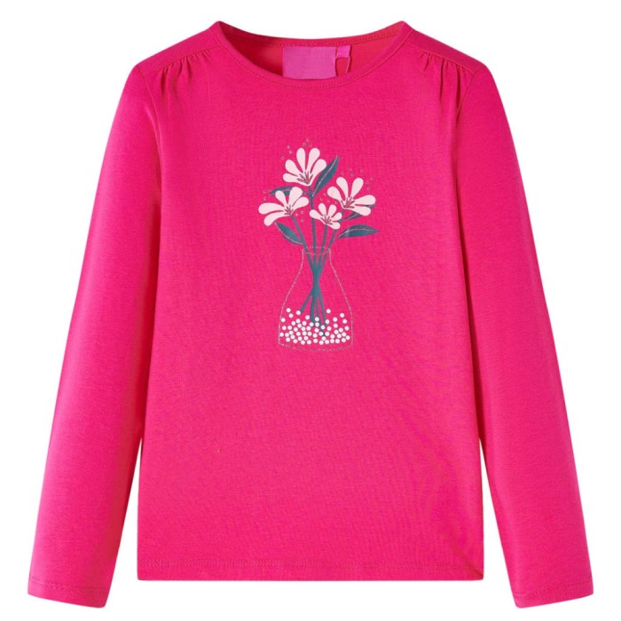 Tricou pentru copii cu m&acirc;neci lungi, roz aprins, 92 13984