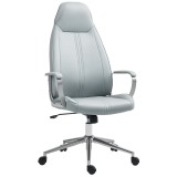 HOMCOM Fotoliu birou fauteuil de birou &icirc;nălțime reglabilă funcție de balans cu rotile pivotante 68 x 65 x 119-128,5 cm gri | Aosom Romania