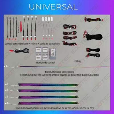 Lumini ambientale Universal set complet control telefon sau sistem original CarStore Technology foto