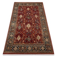 Covor L&acirc;nă KESHAN franjuri, oriental clasic 7522/53588 bej / vin roșu / albastru inchis, 120x145 cm