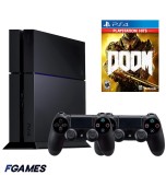 Consola Sony Playstation 4 Ps4 500gb + Doua Controllere + Doom (2016) PlayStation 4, Second-Hand