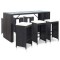 vidaXL Set mobilier bar de grădină cu perne, 7 piese, negru, poliratan 49560