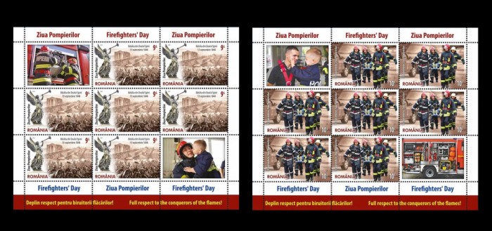 ✅RO 2023 ,LP 2435 ,&quot;Ziua pompierilor &quot; , minicoli de 7 marci + 2 viniete diferite , MNH