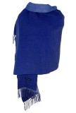 Fular tip sal, cu doua fete uni, Dacali, albastru melanj, 185x75 cm, Marime universala
