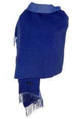 Fular tip sal, cu doua fete uni, Dacali, albastru melanj, 185x75 cm