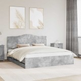 vidaXL Cadru de pat Gri din beton 180 x 200 cm Lemn Ingineresc 3413390