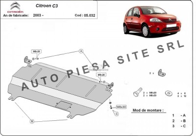 Scut metalic motor Citroen C3 1 I / 2 II fabricat incepand cu 2003 APS-05,032 foto