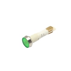 Indicator LED de panou din plastic, 10mm, pini 6.3mm, verde, 12-24V DC, IP67, FL1P-10NJ-4-GREEN