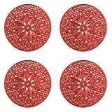 Set Suport Pahare Perforate Fulgi Rosii de Craciun din PVC, CMCLASS