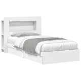 vidaXL Cadru de pat cu depozitare Alb 90 x 200 cm Lemn prelucrat 3433641