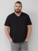 S.Oliver Big Sizes Tricou barbati big sizes cu decolteu in V, Regular Fit, din bumbac, Negru, 5XL