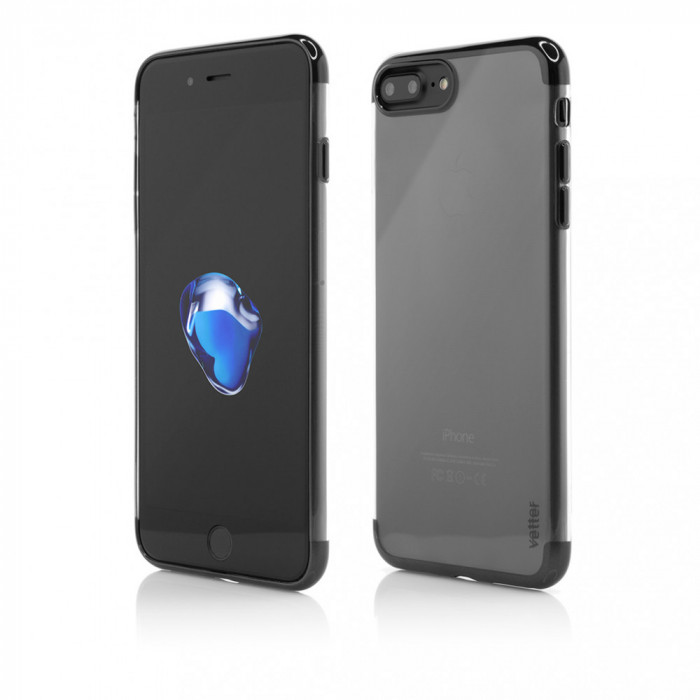 Husa Vetter pentru iPhone 8 Plus, 7 Plus, Clip-On Shiny Soft Series, Negru
