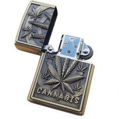 Bricheta tip zippo, 3D relief, metalica, cannabis