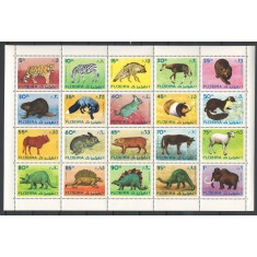 Fujeira 1972 Mi 1201/20 A bloc MNH - Mamifere și animale preistorice