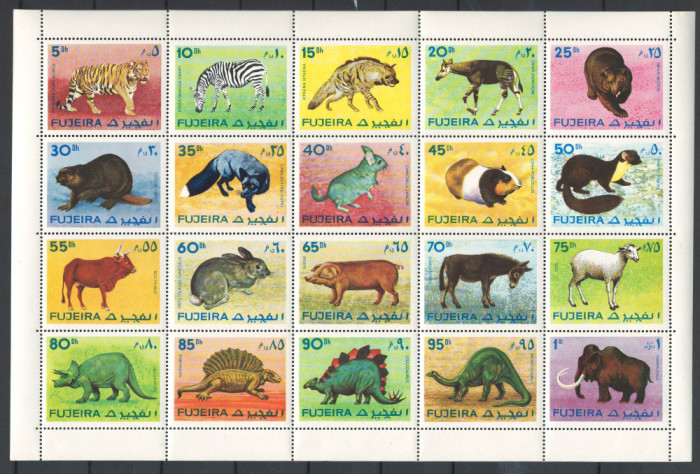 Fujeira 1972 Mi 1201/20 A bloc MNH - Mamifere și animale preistorice
