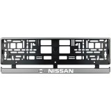Set 2 bucati, suport numar inmatriculare argintiu Nissan