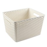 Cutie depozitare suprapozabila Rattan Curver, alb, 18 L, 33,5 x 29,5 x 22 cm