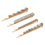 Agrafe de Par, 4 Modele, Aurii, Strass, Set 4 Bucăți, 6 cm, Oem