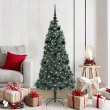 VidaXL Brad artificial pre-iluminat de Crăciun cu set de bile 150 cm 3396154