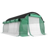 Outsunny Seră de Grădină Tip Tunel 4x3x2 m cu Plasă de Umbrire, Seră pentru Grădină cu 8 Ferestre, 2 Uși și Pereți Laterali Rulanți, Cadru din Oțel și