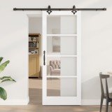 Ușă glisantă vidaXL cu set hardware &quot;ORKDAL&quot; Alb Lemn Solid și Sticlă