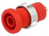 Conector banană 4mm soclu 25A 1kV roșie nichelat izolație