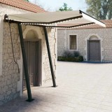 VidaXL Copertină retractabilă manual cu LED, crem, 3,5x2,5 m
