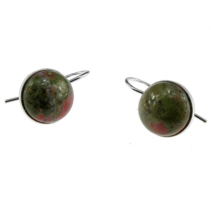 Cercei argint model clasic cu unakit natural 10 MM