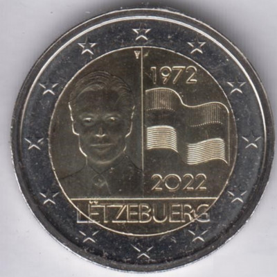 LUXEMBURG moneda 2 euro comemorativ 2022_Drapel, UNC foto