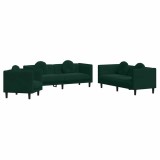 Cumpara ieftin Set canapea cu perne, 3 piese, verde inchis, catifea