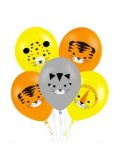 Set 5 baloane latex 30 cm multicolore imprimate cu animale jungla