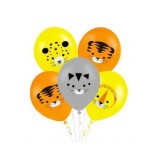 Set 5 baloane latex 30 cm multicolore imprimate cu animale jungla