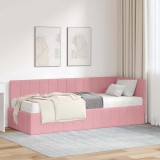 vidaXL Cadru de pat colțar cu saltea Roz 80 x 200 cm Catifea