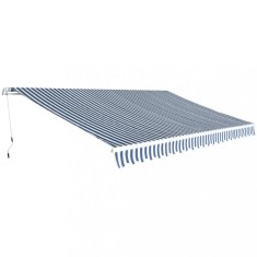 Copertina pliabila actionata manual, 500 cm, albastru si alb GartenMobel Dekor foto