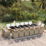 vidaXL Set mobilier de exterior cu perne, 17 piese, bej, poliratan 3095624