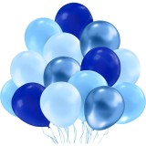 Set 10 baloane din latex, flippy, model party, albastru diferite nuante, 30 cm, 2.8 g