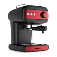Espressor Red bouquette Heinner, 850 W, 15 bari, 1.2 l, duza de spumare, control reglabil abur, carcasa inox/plastic, Negru/Rosu