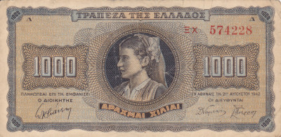 GRECIA 1.000 drahme 1942 VF!!! foto