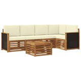 vidaXL Set canapea sectională cu pernă 5 pcs Natural și Crem 3384371