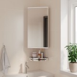 vidaXL Dulap Colț Baie cu Oglindă, Alb 30x24x60cm, Montare pe Perete, Lemn, 2 Rafturi