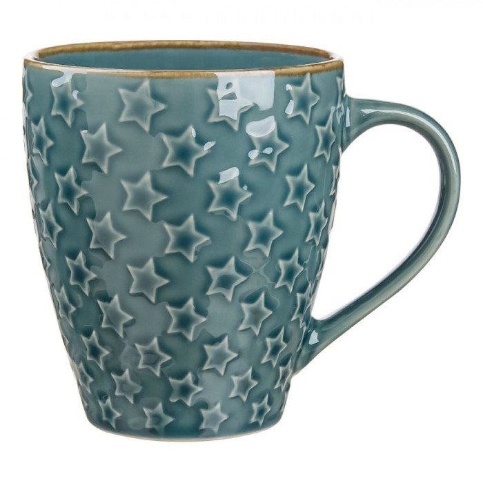Cană Ceramică Model Stele 3D, Albastru, Capacitate 350 ml